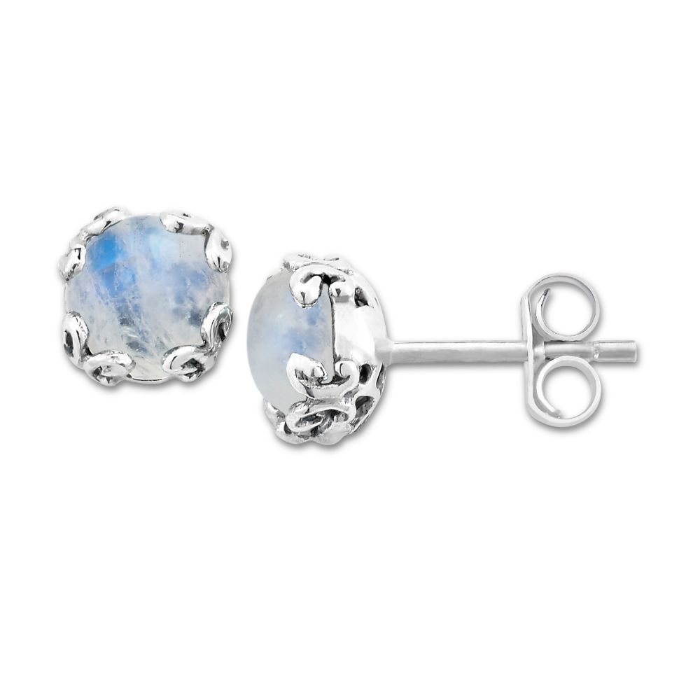 Radiance Stud Earrings- Rainbow Moonstone